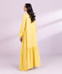 Women's Pret Cotton Solid Yellow Tier Dress